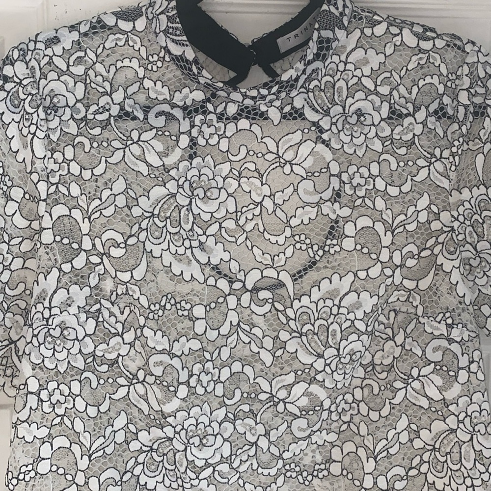 TRINA TURK-Elegant Lace Women's Top - Black and White